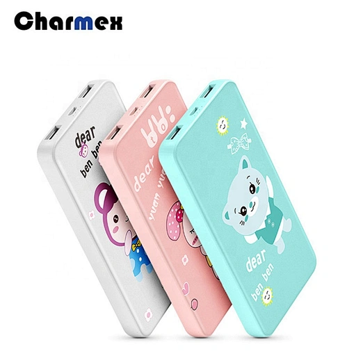 Charmex Cute Cartoon Dual USB Mi Power Bank 10000mah Power Bank External Battery Cute Power Bank