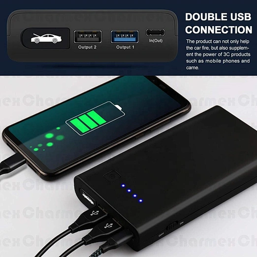 Charmex Buy 1 Get 1 Car 12v  Jump Starter With Dual USB Outputs LED Torch SOS for Emergency Car Jump Starter