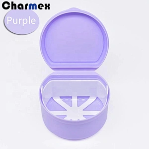 Charmex Clear Plastic Orthodontic Dental Retainer case / Denture box/ Plastic Denture Box