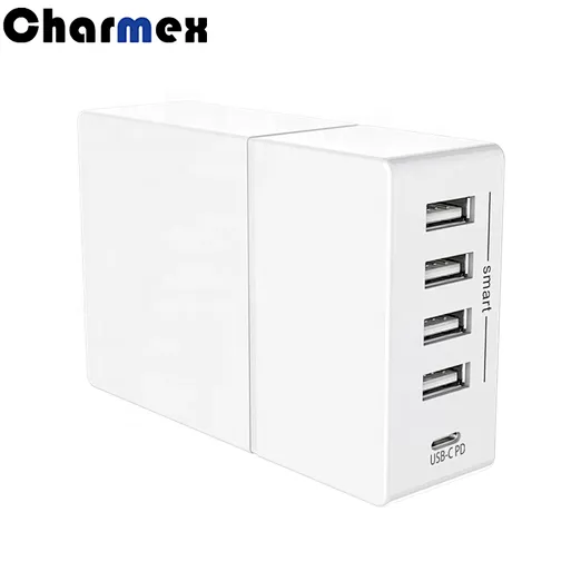 Charmex Factory Direct Sales 52W 5 USB Desktop Charger PD Series USB C Charger