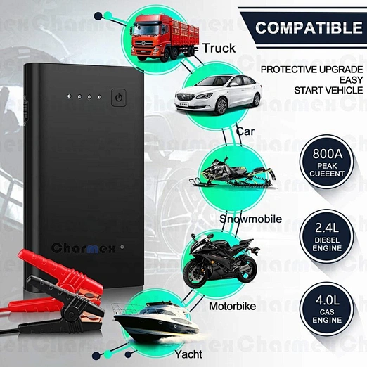Charmex Buy 1 Get 1 Car 12v  Jump Starter With Dual USB Outputs LED Torch SOS for Emergency Car Jump Starter