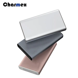 Charmex Portable Power Bank Ultra-thin Metal 10000 mAh Dual USB 2A Fast Charge Power Bank