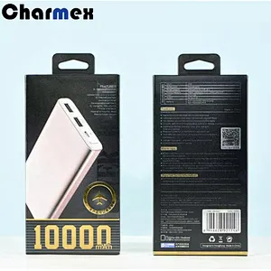 Charmex Portable Power Bank Ultra-thin Metal 10000 mAh Dual USB 2A Fast Charge Power Bank