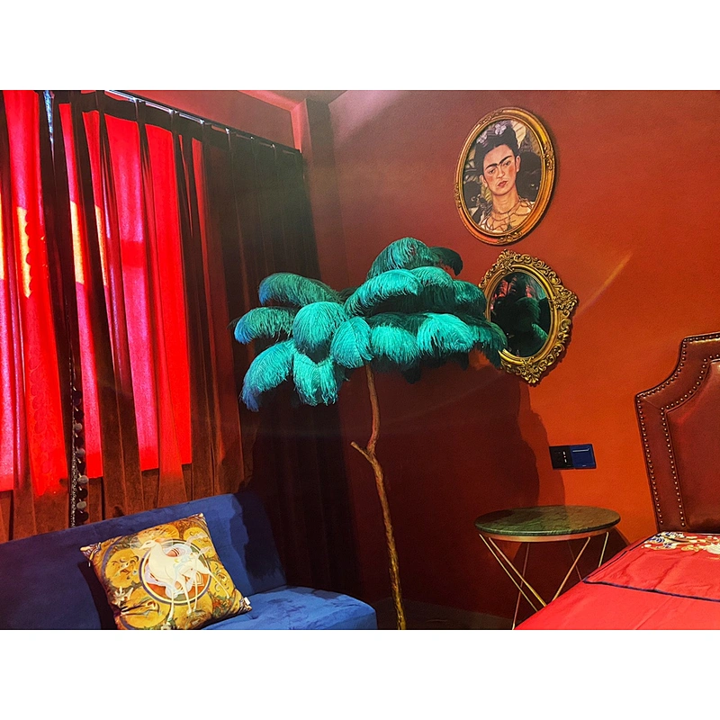 Manufacturer modern indoor lamp floor decoration simple bedroom LED feather vertical design floor lamp