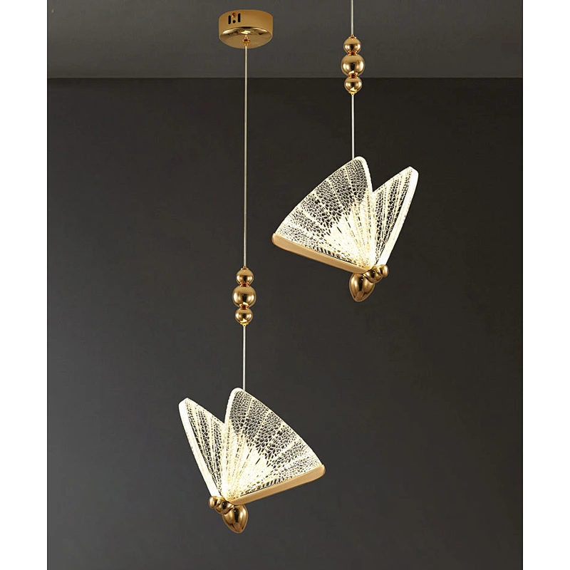 Hall chandelier modern minimalist butterfly single head light luxury net red restaurant stairwell bedside chandelier