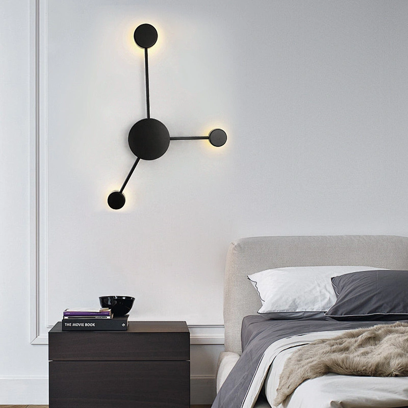 Nordic modern LED black minimalist interior luxury aisle living room hotel restaurant wall lamp
