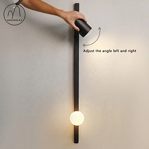 Black Art Design LED Bedside Lamp Simple Bedroom Wall Lamp Modern Simple Wall Lamp