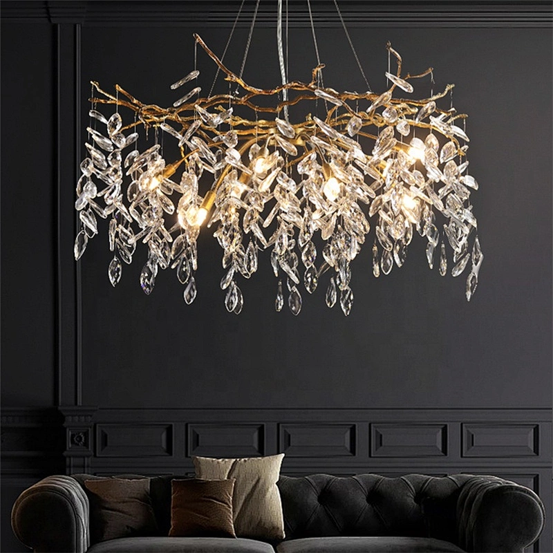 Tree branches Tri-tone light blown glass hotel rustic modern chandelier led decorative