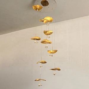 Modern living room art luxury chandelier lighting lighting large chandelier golden Nordic lotus leaf led chandelier
