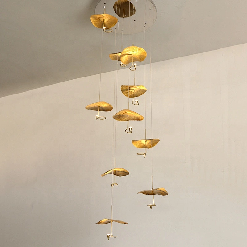 Modern living room art luxury chandelier lighting lighting large chandelier golden Nordic lotus leaf led chandelier