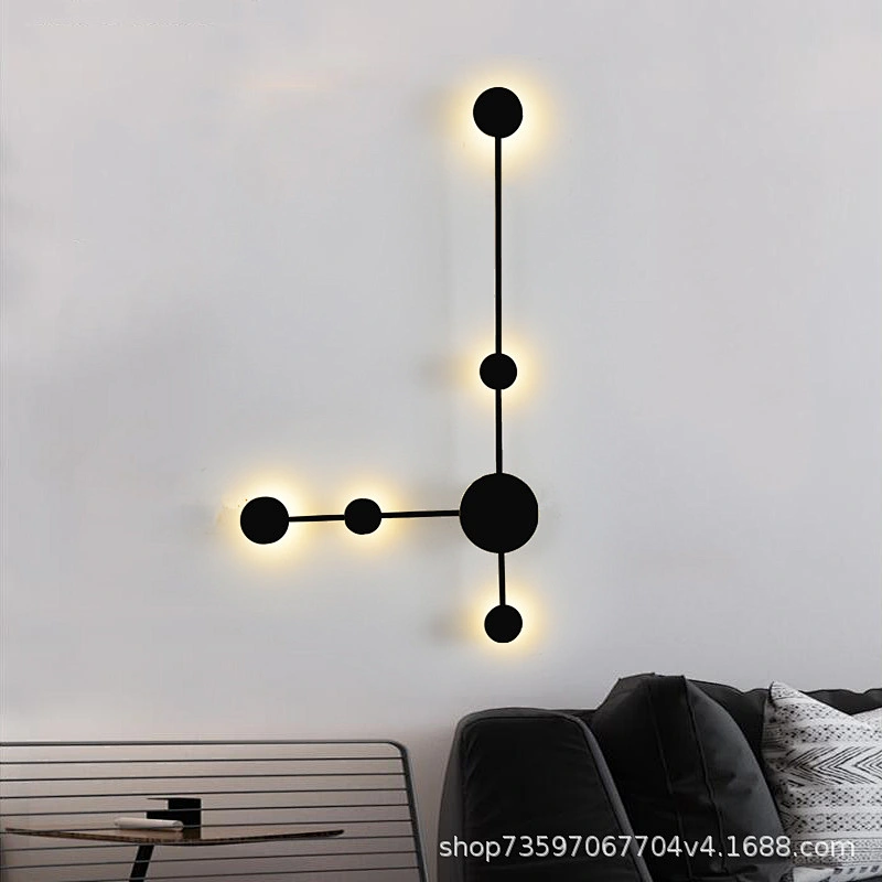 Nordic indoor bedroom wrought iron led wall lamp simple bedside hotel aisle living room led wall lamp