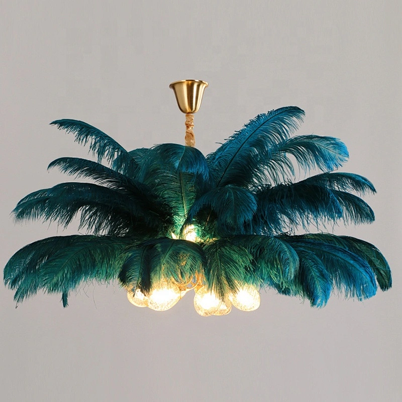 Modern interior lighting luxury creative living room LED art feather large copper chandelier
