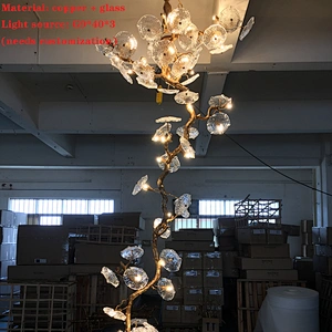 luxury Tri-tone light pendant lamps home decor ball crystal staircase chandeliers
