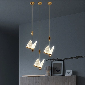 Hall chandelier modern minimalist butterfly single head light luxury net red restaurant stairwell bedside chandelier