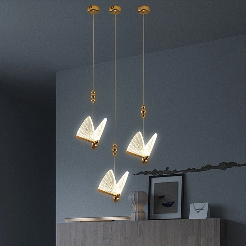 Hall chandelier modern minimalist butterfly single head light luxury net red restaurant stairwell bedside chandelier
