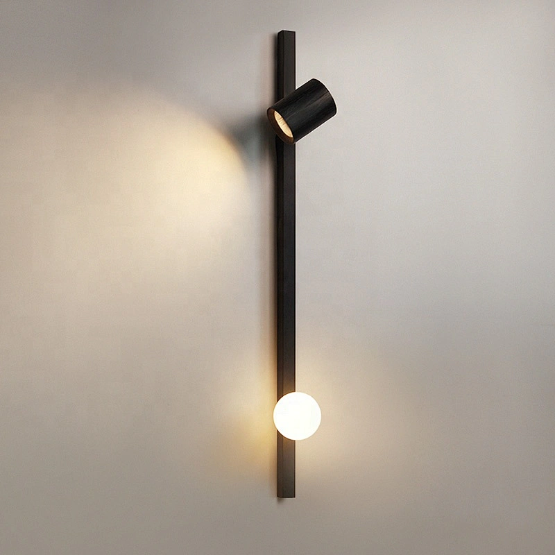 Black Art Design LED Bedside Lamp Simple Bedroom Wall Lamp Modern Simple Wall Lamp