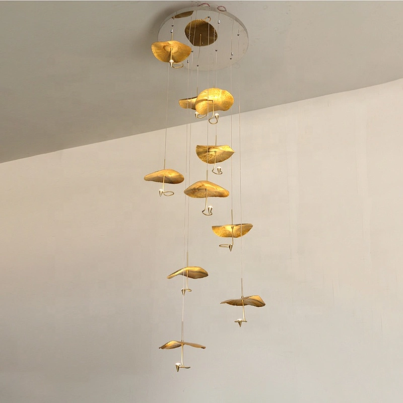 Modern living room art luxury chandelier lighting lighting large chandelier golden Nordic lotus leaf led chandelier