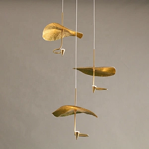 Modern living room art luxury chandelier lighting lighting large chandelier golden Nordic lotus leaf led chandelier
