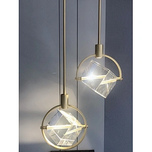 Modern creative personality pendant copper lamp lighting Nordic bedside ledsquare crystal chandelier