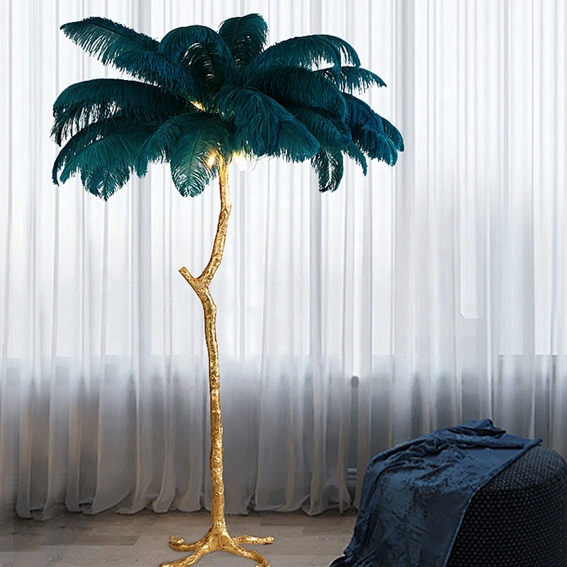 Manufacturer modern indoor lamp floor decoration simple bedroom LED feather vertical design floor lamp