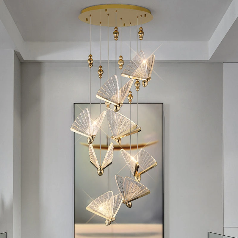 Hall chandelier modern minimalist butterfly single head light luxury net red restaurant stairwell bedside chandelier