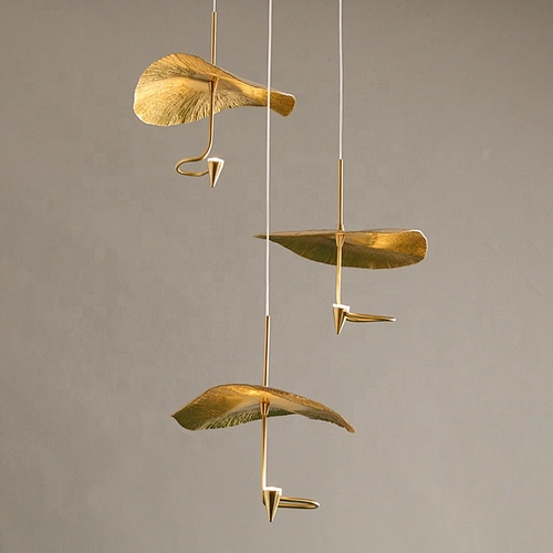 Modern living room art luxury chandelier lighting lighting large chandelier golden Nordic lotus leaf led chandelier