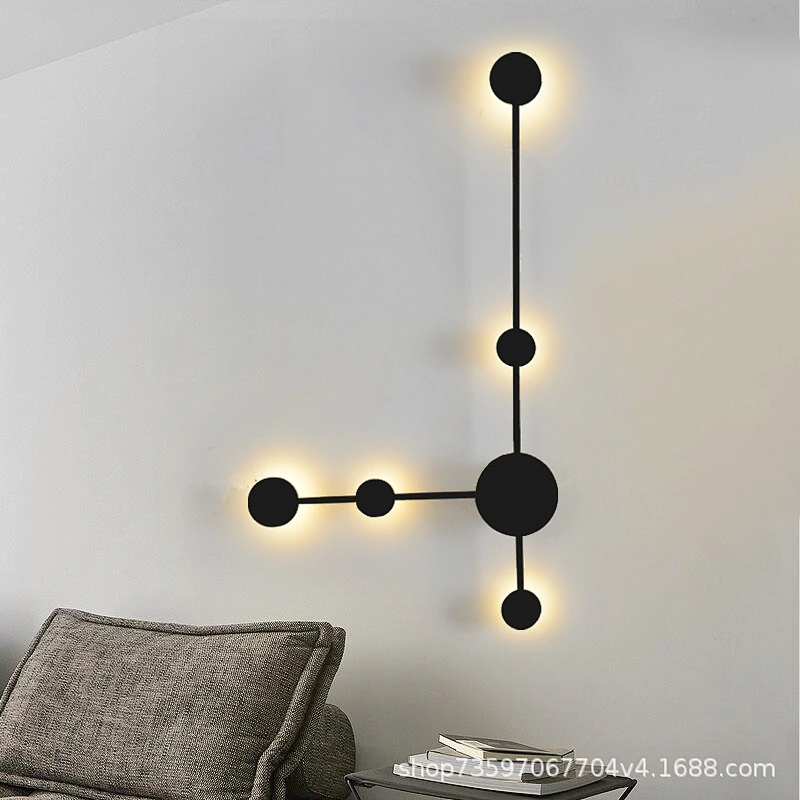 Nordic indoor bedroom wrought iron led wall lamp simple bedside hotel aisle living room led wall lamp