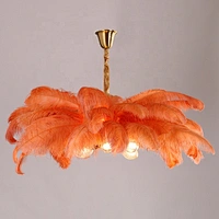 Modern interior lighting luxury creative living room LED art feather large copper chandelier