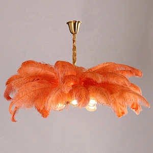 Modern interior lighting luxury creative living room LED art feather large copper chandelier