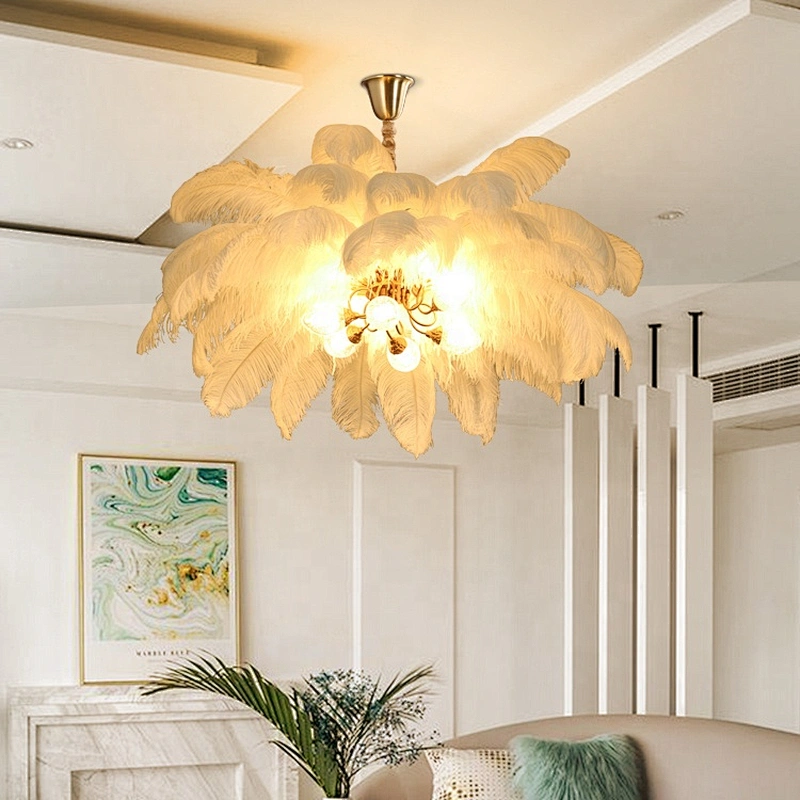 Modern interior lighting luxury creative living room LED art feather large copper chandelier
