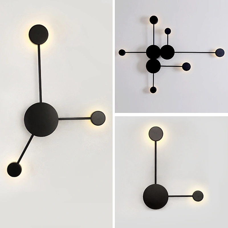 Nordic modern LED black minimalist interior luxury aisle living room hotel restaurant wall lamp