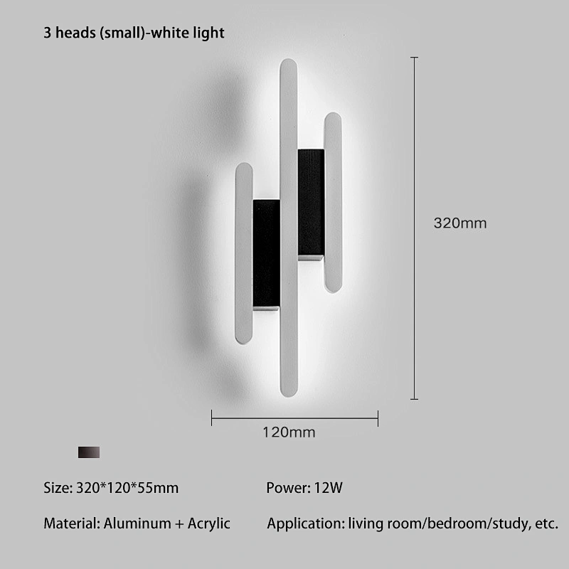 Nordic mount led wall lamp modern12W modern black minimalist wall lamp hotel luxury living room dual-purpose indoor lamp wall