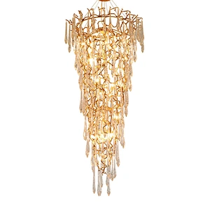 Tree branches Tri-tone light blown glass hotel rustic modern chandelier led decorative