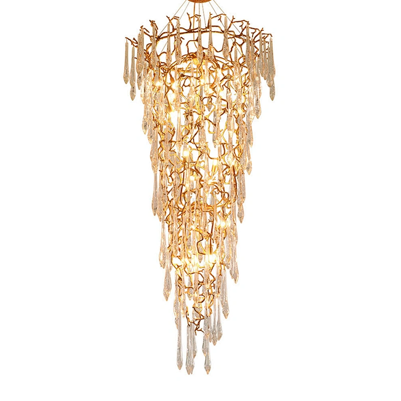 Tree branches Tri-tone light blown glass hotel rustic modern chandelier led decorative