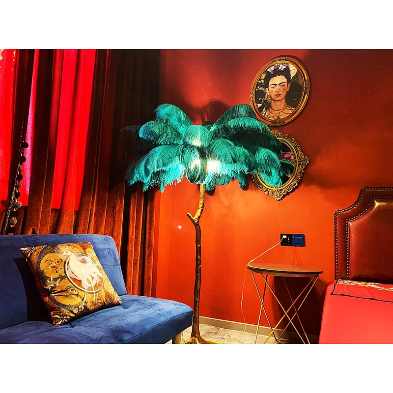 Manufacturer modern indoor lamp floor decoration simple bedroom LED feather vertical design floor lamp