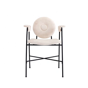 Restaurant furniture metal powder coated legs modern arm dining chair