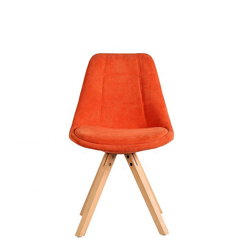 Upholstered fabric wooden legs Tulip dining chair