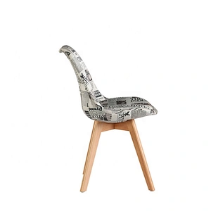 Wholesale living room upholstered plastic seat beech wood legs dining chairs