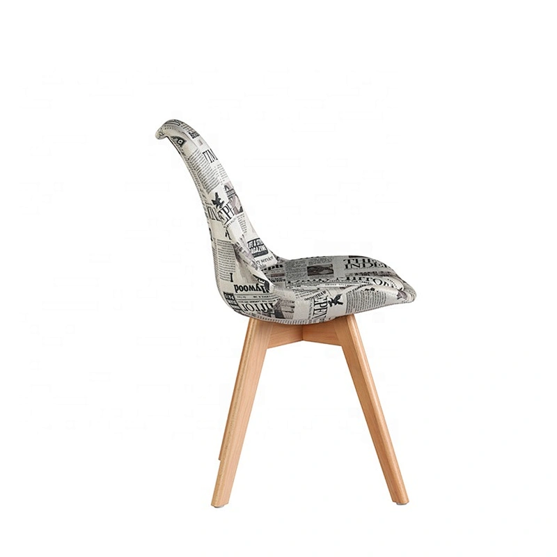 Wholesale living room upholstered plastic seat beech wood legs dining chairs