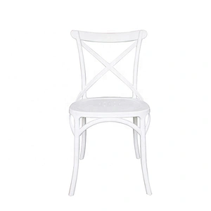 Antique colorful plastic dining chair cross back