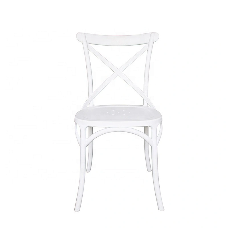 Antique colorful plastic dining chair cross back