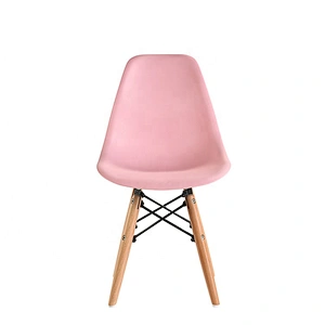 Modern Simple Armless Wood Legs Dining PP seat Plastic Chair