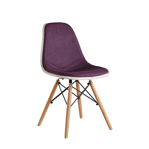 Kitchen room wooden legs upholstered fabric dining chair velvet
