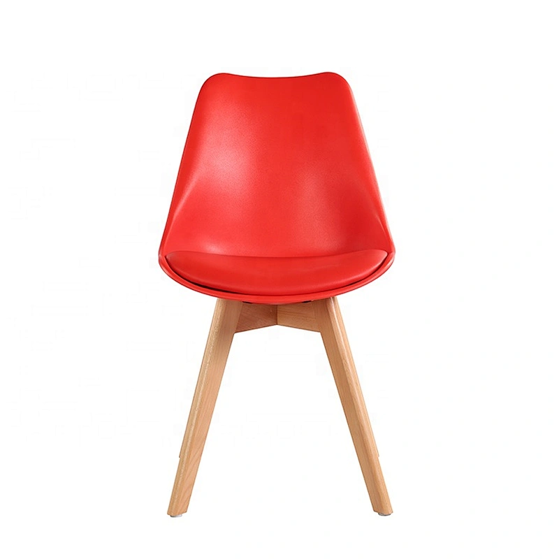 Home Furniture Tulip plastic cushion wooden legs chair