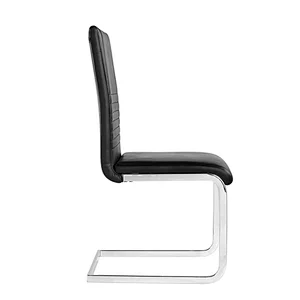 Modern chrome metal frame armless upholstered office dining outdoor metal chair