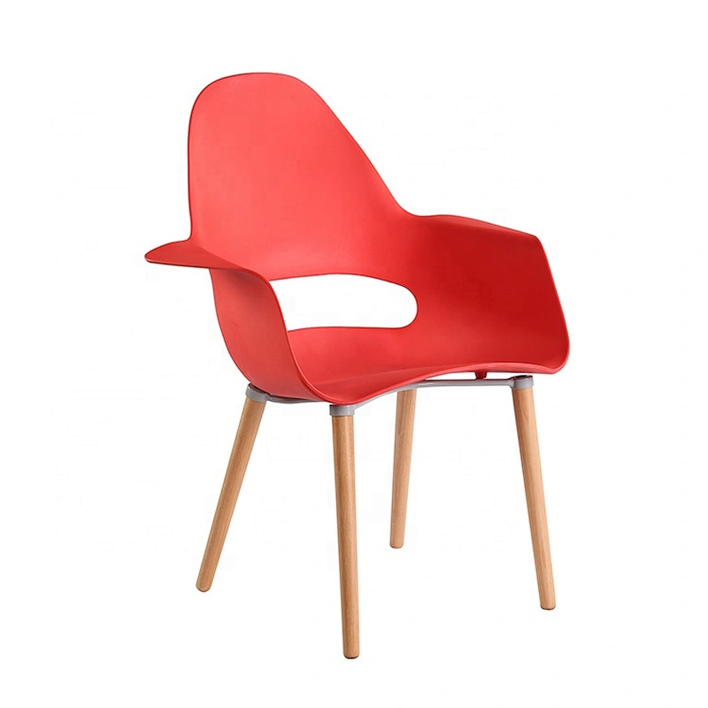 Modern backrest design dining room furniture red plastic chair