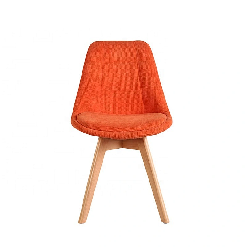 Upholstered fabric wooden legs Tulip dining chair