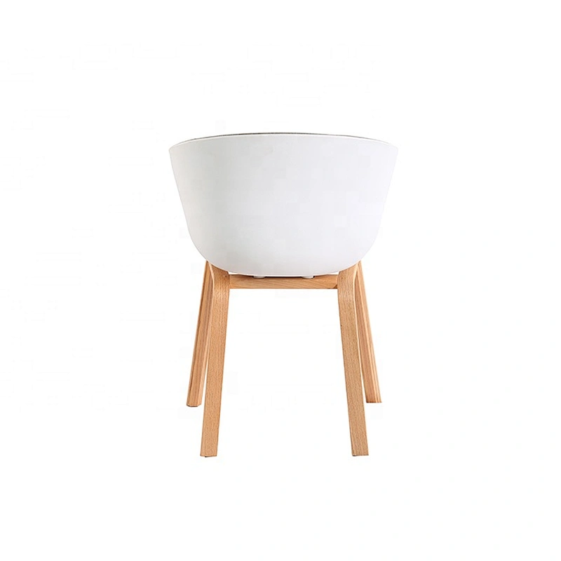 Famous plastic half soft upholstery seat Modern pp wood dining chair