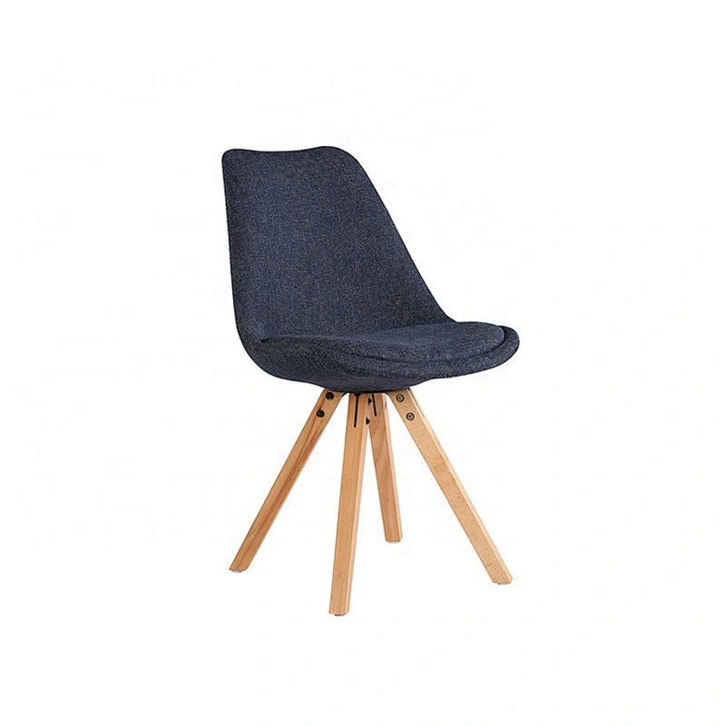 Modern style durable fabric Solid wood leg tulip plastic dining chair