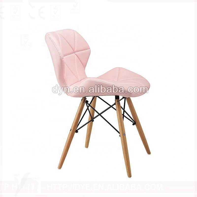 Comfortable dining upholstered fabric chair with wood legs